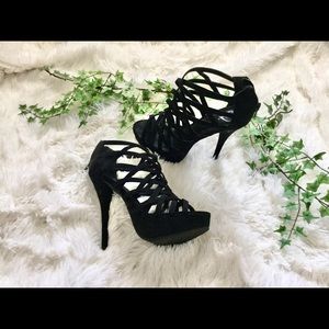 Windsor Crisscrossed PeepToe Stiletto Heel Booties